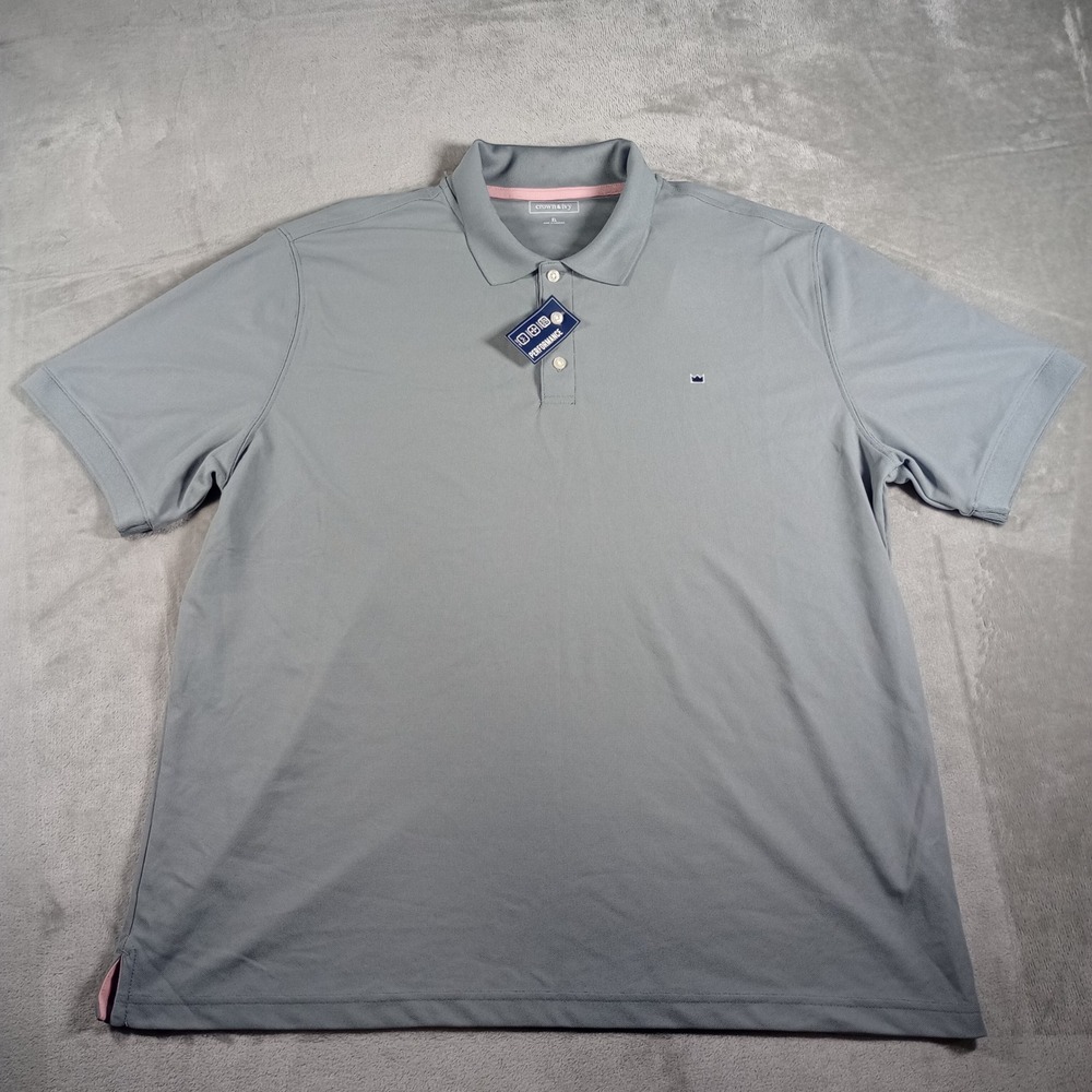Crown & Ivy Performance Polo Mens XL Shift Gray Stretch Wicking Golf Shirt NWT